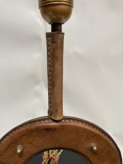 Jacques Adnet 1950s Stitched Leather Shoe horse lamp by Jacques Adnet
