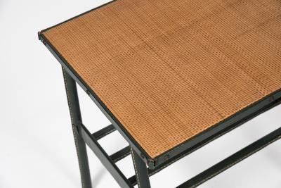 Jacques Adnet 1950s Stitched Leather Side table By Jacques Adnet