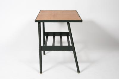 Jacques Adnet 1950s Stitched Leather Side table By Jacques Adnet