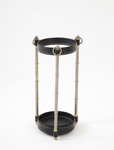Jacques Adnet 1950s Stitched Leather Umbrella Stand by Jacques Adnet