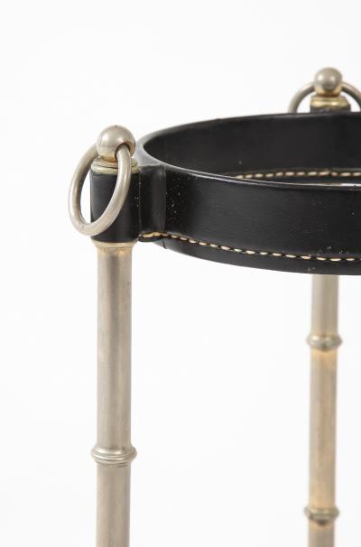 Jacques Adnet 1950s Stitched Leather Umbrella Stand by Jacques Adnet