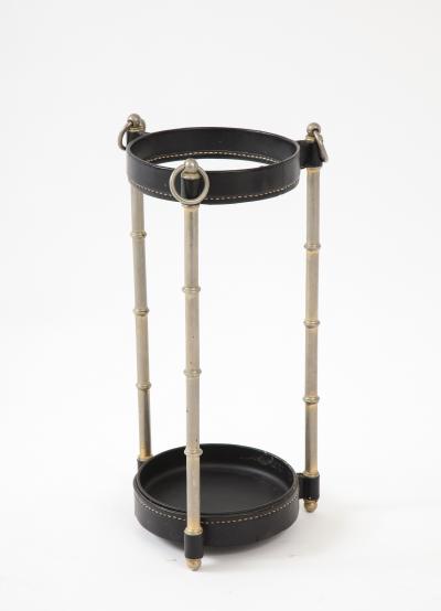 Jacques Adnet 1950s Stitched Leather Umbrella Stand by Jacques Adnet