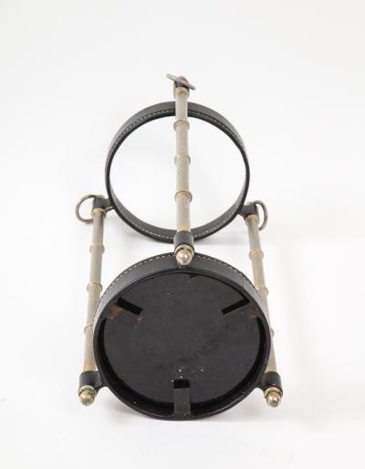 Jacques Adnet 1950s Stitched Leather Umbrella Stand by Jacques Adnet