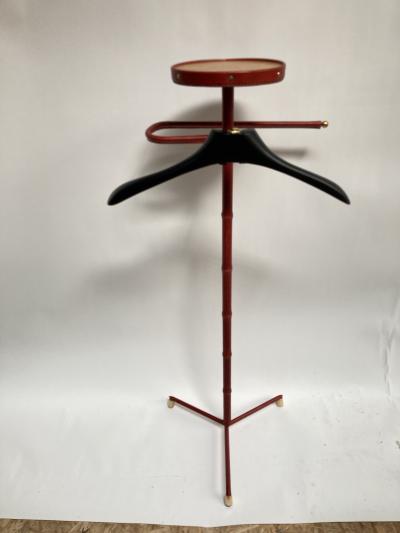 Jacques Adnet 1950s Stitched Leather Valet by Jacques Adnet