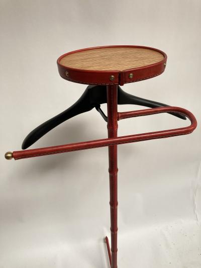 Jacques Adnet 1950s Stitched Leather Valet by Jacques Adnet