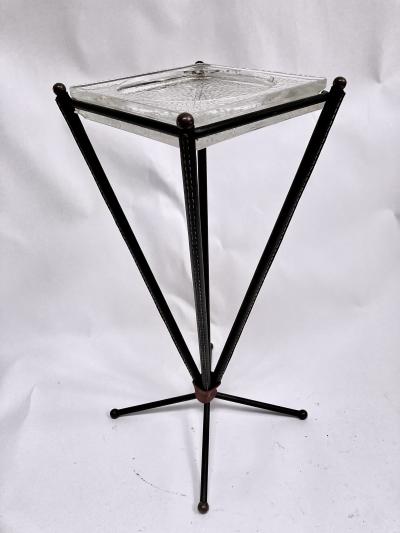 Jacques Adnet 1950s Stitched Leather Vide poche or ashtray by Jacques Adnet