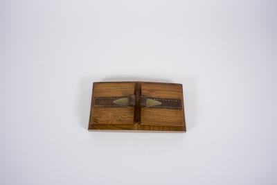 Jacques Adnet 1950s Stitched Leather and wood box designed by Jacques Adnet