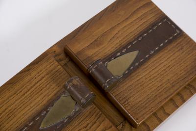 Jacques Adnet 1950s Stitched Leather and wood box designed by Jacques Adnet