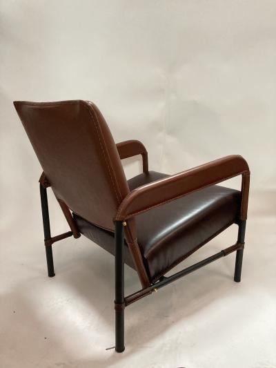 Jacques Adnet 1950s Stitched Leather armchair by Jacques Adnet