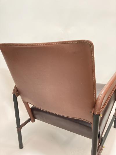 Jacques Adnet 1950s Stitched Leather armchair by Jacques Adnet