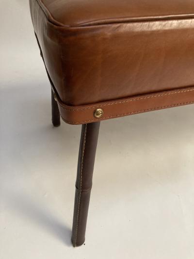 Jacques Adnet 1950s Stitched Leather bench by Jacques Adnet