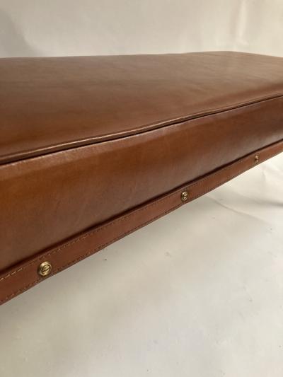 Jacques Adnet 1950s Stitched Leather bench by Jacques Adnet