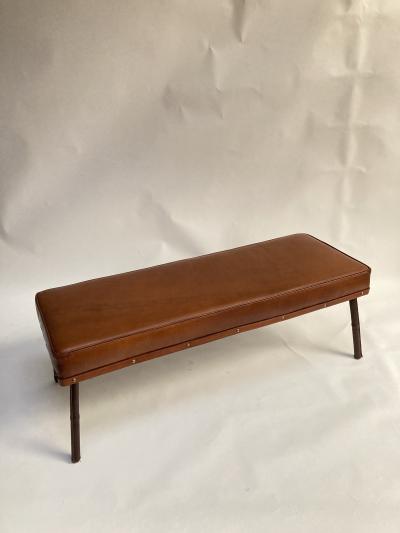 Jacques Adnet 1950s Stitched Leather bench by Jacques Adnet