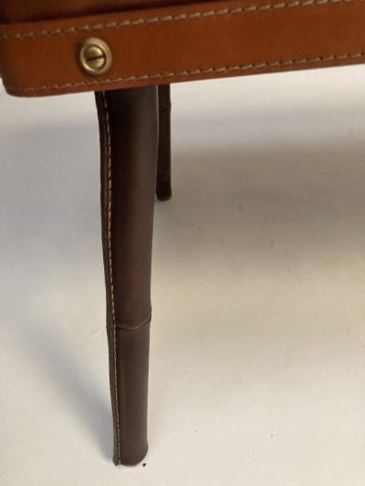 Jacques Adnet 1950s Stitched Leather bench by Jacques Adnet