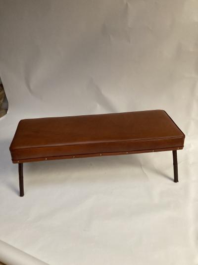 Jacques Adnet 1950s Stitched Leather bench by Jacques Adnet