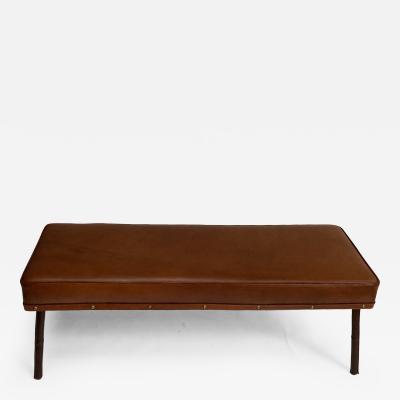 Jacques Adnet 1950s Stitched Leather bench by Jacques Adnet