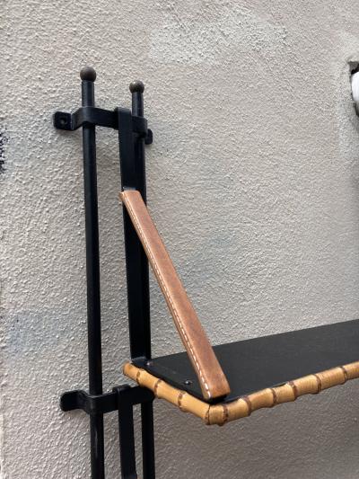 Jacques Adnet 1950s Stitched Leather book case by Jacques Adnet