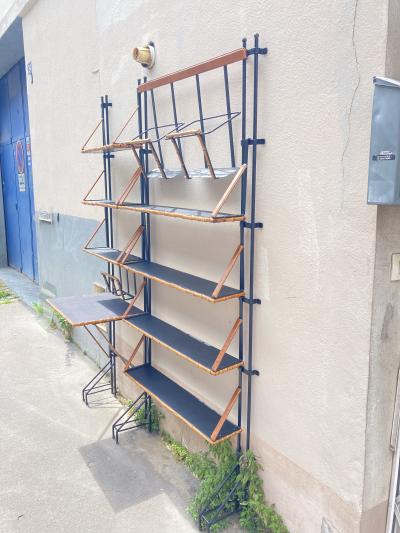 Jacques Adnet 1950s Stitched Leather book case by Jacques Adnet