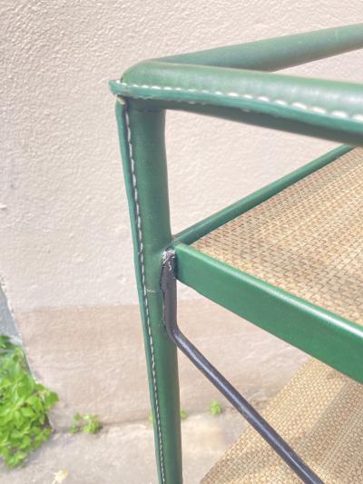 Jacques Adnet 1950s Stitched Leather bookcase by Jacques Adnet