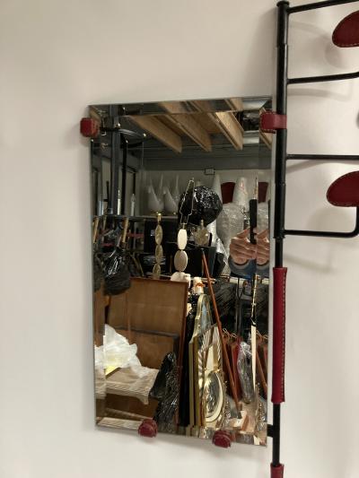 Jacques Adnet 1950s Stitched Leather coat rack by Jacques Adnet