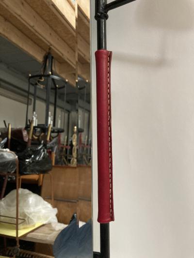 Jacques Adnet 1950s Stitched Leather coat rack by Jacques Adnet