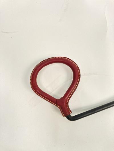 Jacques Adnet 1950s Stitched Leather coat rack by Jacques Adnet