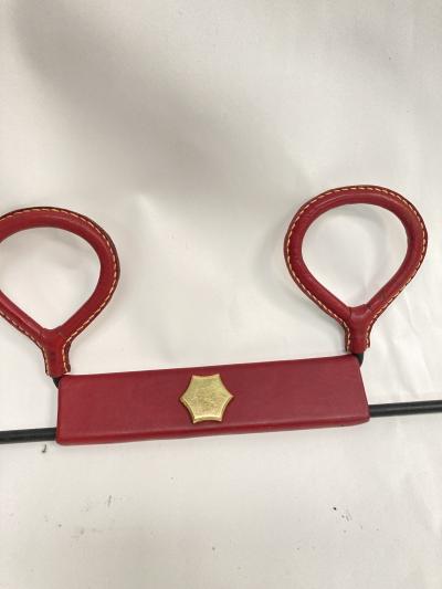 Jacques Adnet 1950s Stitched Leather coat rack by Jacques Adnet