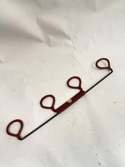 Jacques Adnet 1950s Stitched Leather coat rack by Jacques Adnet