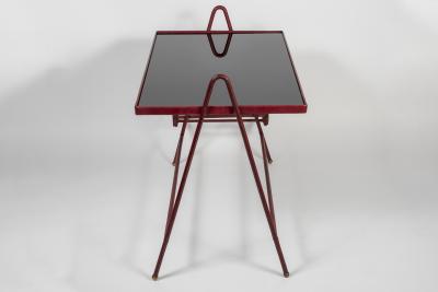 Jacques Adnet 1950s Stitched Leather cocktail table by Jacques Adnet