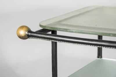 Jacques Adnet 1950s Stitched Leather dry bar by Jacques Adnet