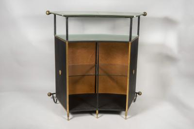Jacques Adnet 1950s Stitched Leather dry bar by Jacques Adnet