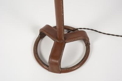 Jacques Adnet 1950s Stitched Leather lamp By Jacques Adnet