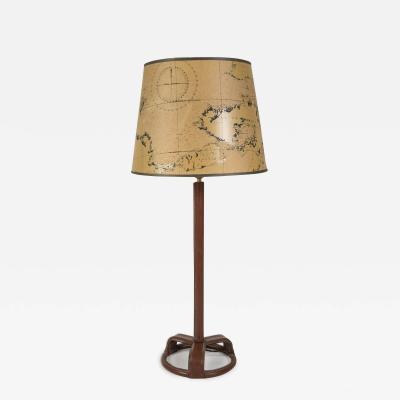Jacques Adnet 1950s Stitched Leather lamp By Jacques Adnet