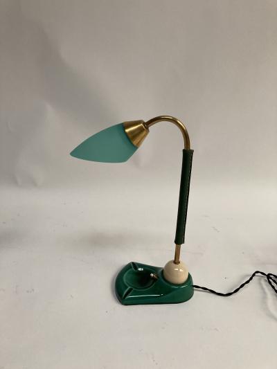 Jacques Adnet 1950s Stitched Leather lamp by Jacques Adnet