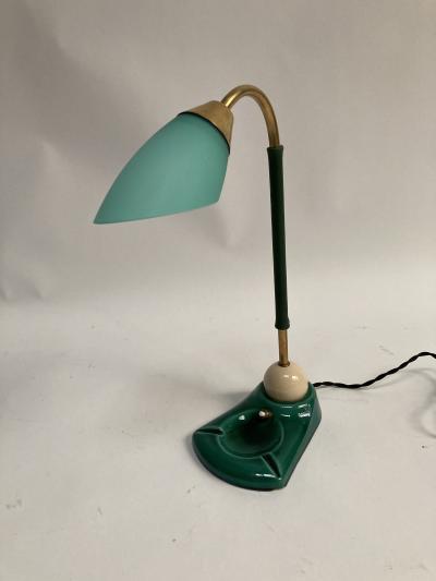 Jacques Adnet 1950s Stitched Leather lamp by Jacques Adnet