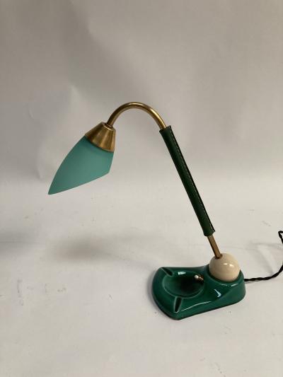 Jacques Adnet 1950s Stitched Leather lamp by Jacques Adnet