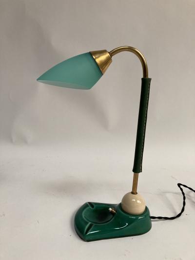 Jacques Adnet 1950s Stitched Leather lamp by Jacques Adnet
