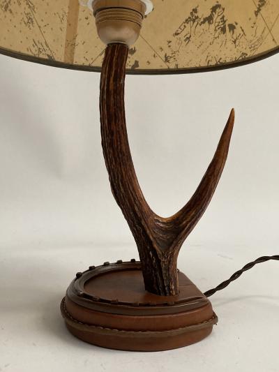 Jacques Adnet 1950s Stitched Leather lamp by Jacques Adnet