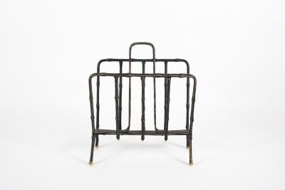 Jacques Adnet 1950s Stitched Leather magasine rack by Jacques Adnet