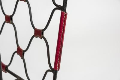 Jacques Adnet 1950s Stitched Leather magazine rack by Jacques Adnet