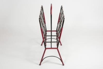 Jacques Adnet 1950s Stitched Leather magazine rack by Jacques Adnet