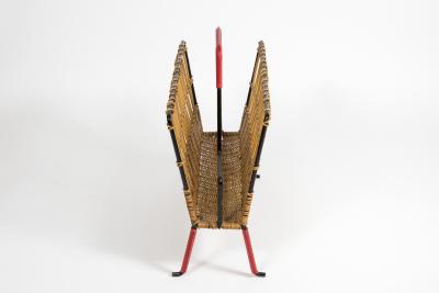 Jacques Adnet 1950s Stitched Leather magazines rack By Jacques Adnet