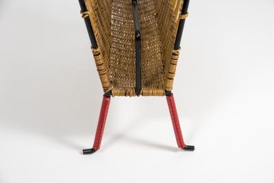Jacques Adnet 1950s Stitched Leather magazines rack By Jacques Adnet
