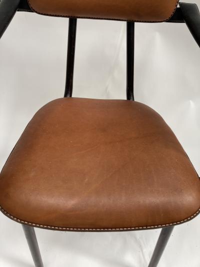 Jacques Adnet 1950s Stitched Leather occasional or desk armchair by Jacques Adnet