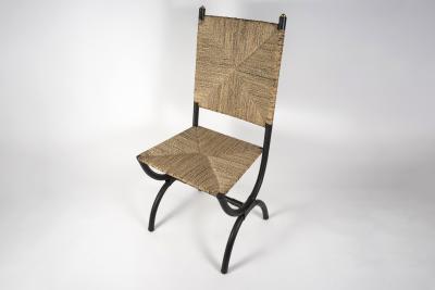 Jacques Adnet 1950s Stitched Leather pair of chairs by Jacques Adnet