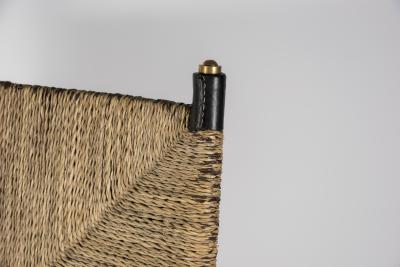 Jacques Adnet 1950s Stitched Leather pair of chairs by Jacques Adnet