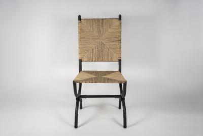 Jacques Adnet 1950s Stitched Leather pair of chairs by Jacques Adnet