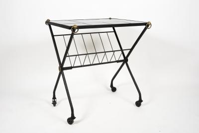 Jacques Adnet 1950s Stitched Leather side table by Jacques Adnet