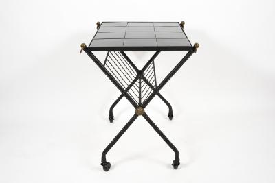 Jacques Adnet 1950s Stitched Leather side table by Jacques Adnet