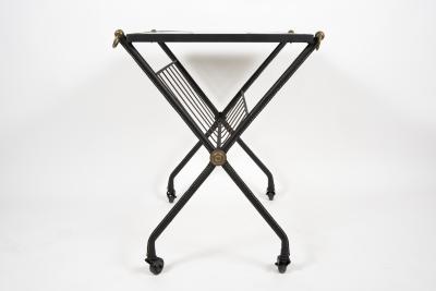 Jacques Adnet 1950s Stitched Leather side table by Jacques Adnet